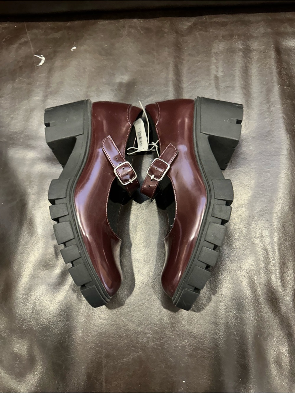 Women’s Mary Jane Platform Shoes in Burgundy lug sole sz 8 - Picture 9 of 10
